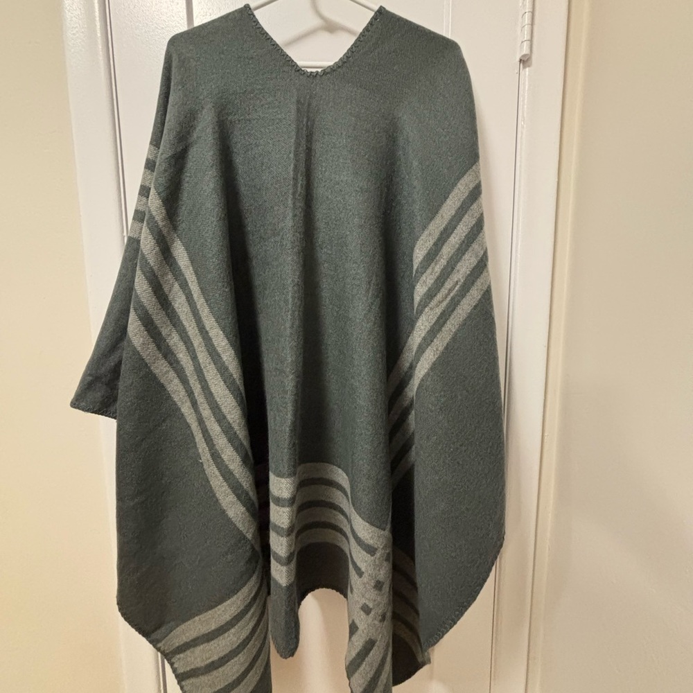 Gray Striped Poncho